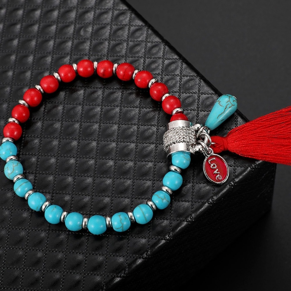 Multicolor Beaded Bracelet With Tassel - Picture 2 of 3